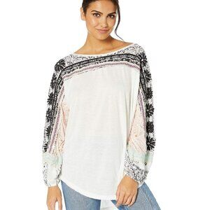 Free People Tripoli Boho Relaxed Top Blouse Shirt Women Size S